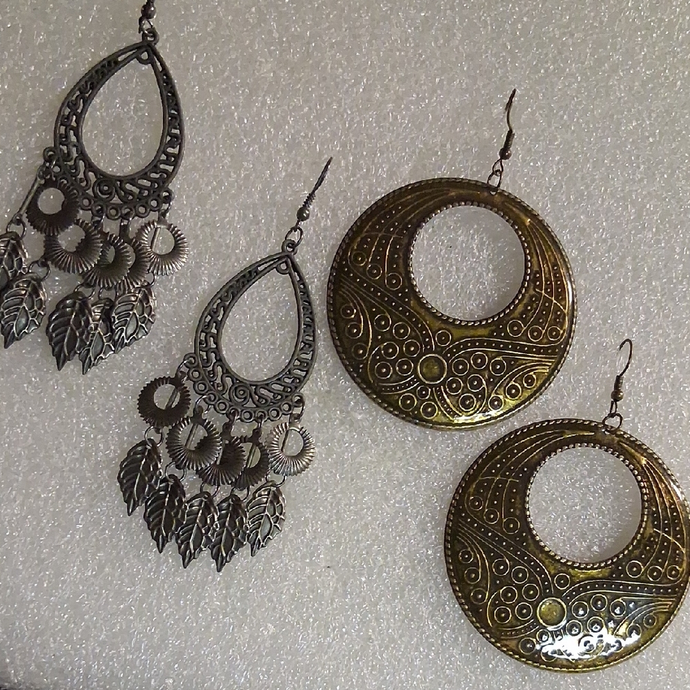 Bohemian Traders Gold and Silver Statement Earrings